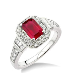 Parkplace Jewelers Emerald Shape Gemstone & Halo Diamond Ring 40486PPFHRBWG