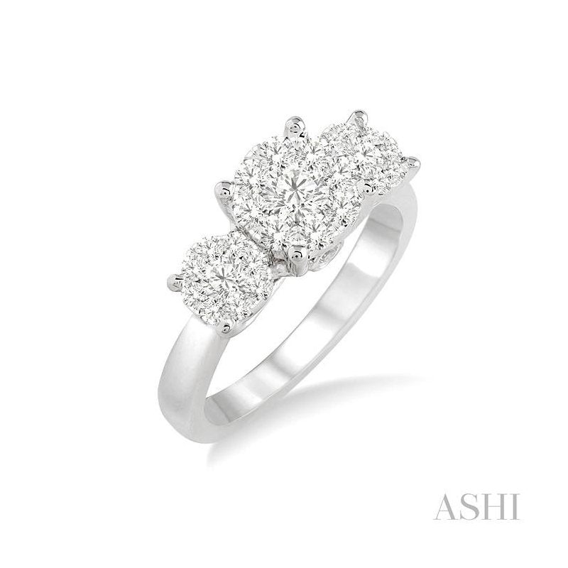 ASHI Round Shape Past Present & Future Lovebright Essential Diamond Engagement Ring 36923PPFGWG