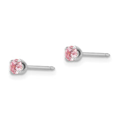 273E Inverness 14k White 3mm Pink CZ Earrings