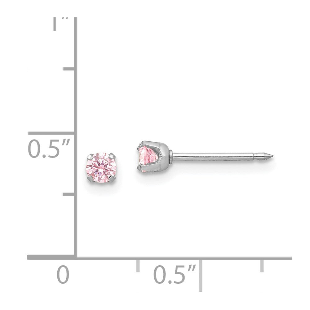 273E Inverness 14k White 3mm Pink CZ Earrings
