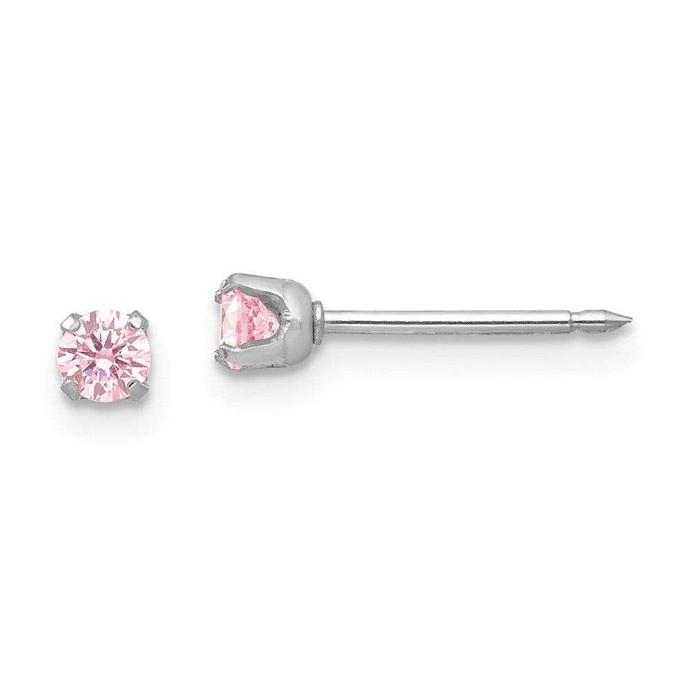 273E Inverness 14k White 3mm Pink CZ Earrings