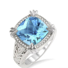 Parkplace Jewelers Silver Cushion Shape Gemstone & Diamond Ring 88088PPSSBTSLRG