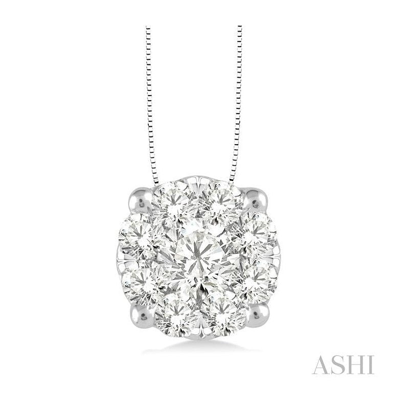 ASHI Round Shape Lovebright Essential Diamond Solitaire Pendant 91752PPFVPDWG