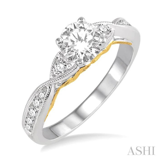 ASHI Round Shape Semi-Mount Diamond Engagement Ring 28276PPFHWY-SM