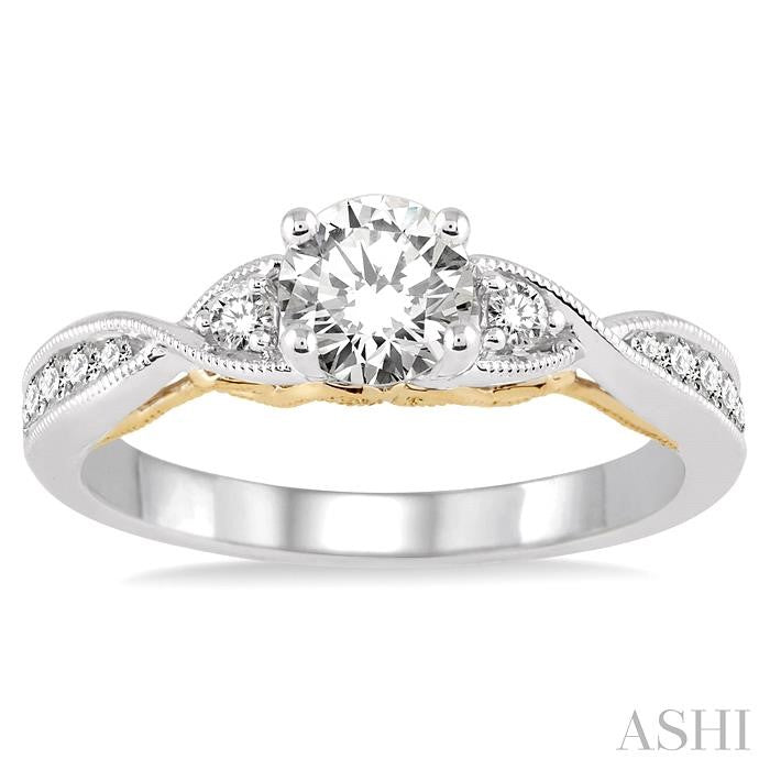 ASHI Round Shape Semi-Mount Diamond Engagement Ring 28276PPFHWY-SM