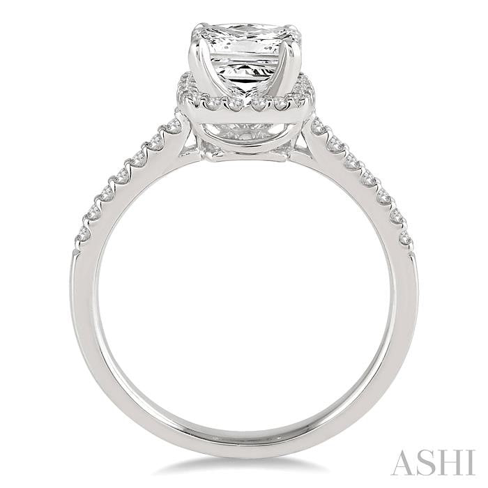 ASHI Princess Shape Semi-Mount Halo Diamond Engagement Ring 28346PPFVWG-SM