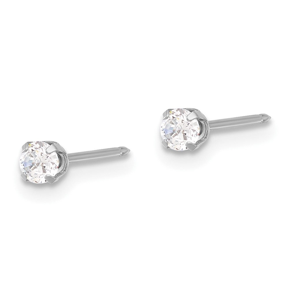285E Inverness 14K White Gold 3mm CZ Long Post Earrings