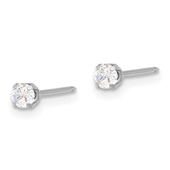 285E Inverness 14K White Gold 3mm CZ Long Post Earrings