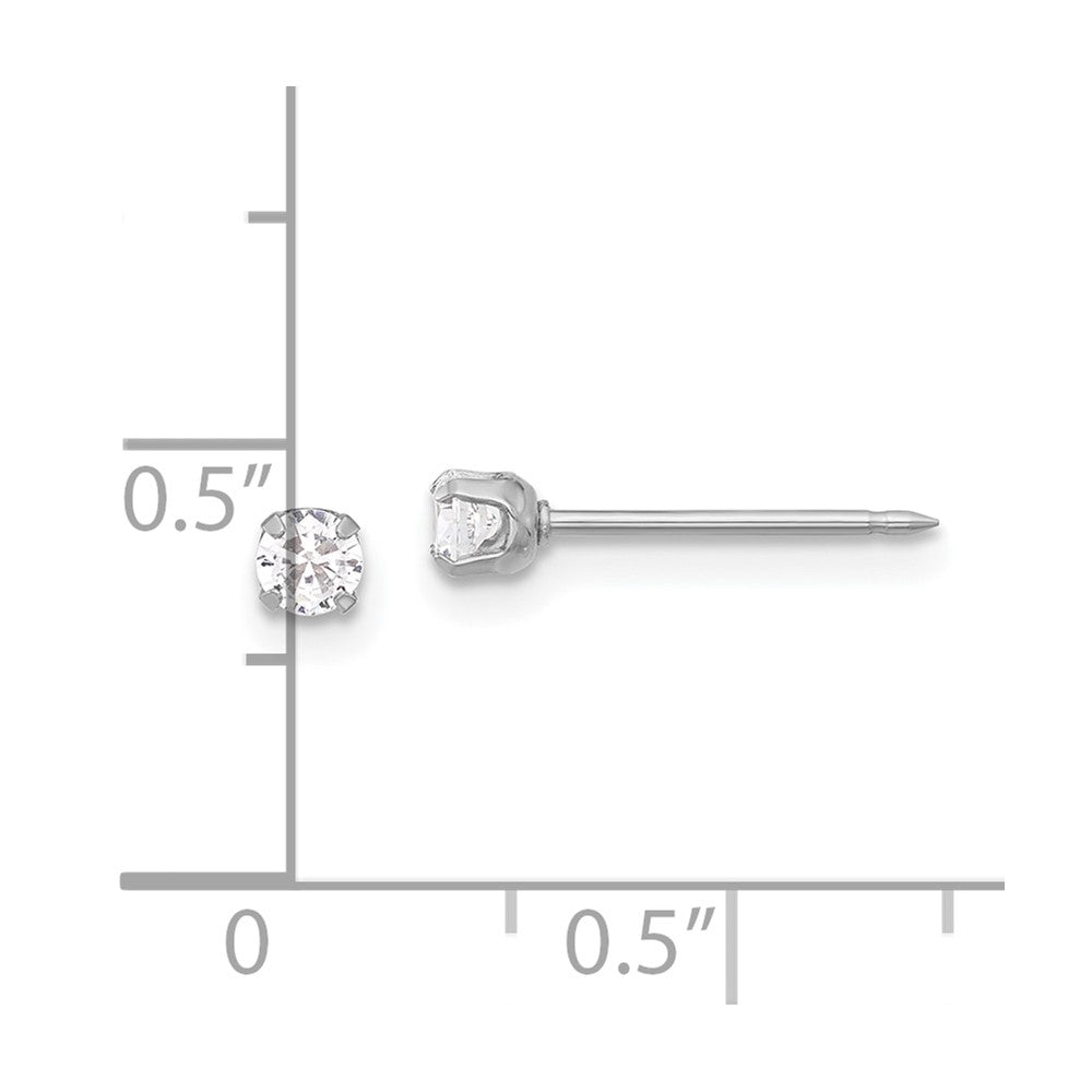 285E Inverness 14K White Gold 3mm CZ Long Post Earrings