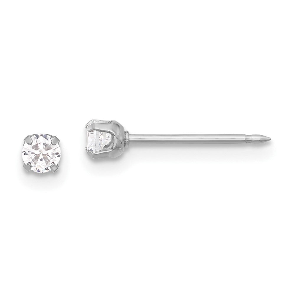 285E Inverness 14K White Gold 3mm CZ Long Post Earrings