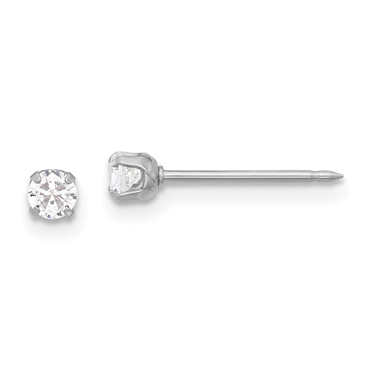 285E Inverness 14K White Gold 3mm CZ Long Post Earrings
