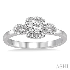 ASHI Princess Shape Semi-Mount Halo Diamond Engagement Ring 28997PPFHWG-SM