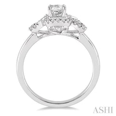 ASHI Princess Shape Semi-Mount Halo Diamond Engagement Ring 28997PPFHWG-SM