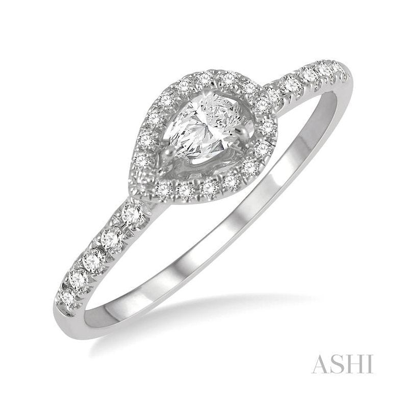 ASHI Stackable Pear Shape Petite Halo Diamond Fashion Ring 387F6PPTGWG