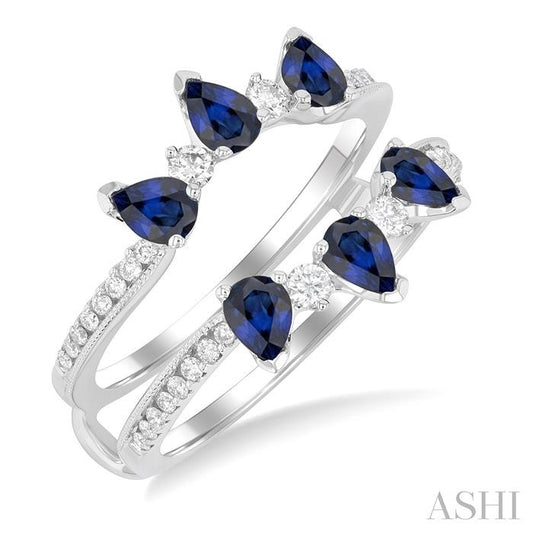 ASHI Pear Shape Gemstone & Diamond Insert Ring 291L5PPFGSPWG