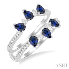 ASHI Pear Shape Gemstone & Diamond Insert Ring 291L5PPFGSPWG