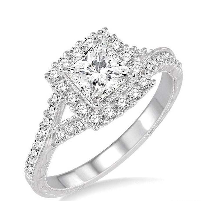Parkplace Jewelers Princess Shape Halo Diamond Engagement Ring 254D2PPFHWG-LE