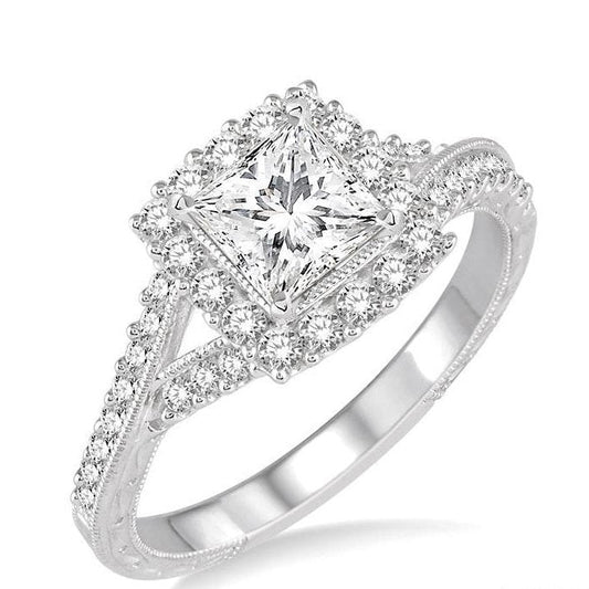 Parkplace Jewelers Princess Shape Halo Diamond Engagement Ring 254D2PPFHWG-LE