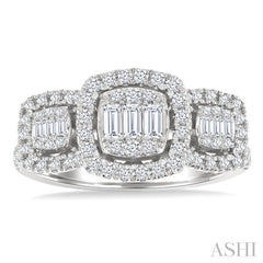 ASHI Cushion Shape Past Present & Future Halo Fusion Diamond Engagement Ring 294G3PPFGWG-CU