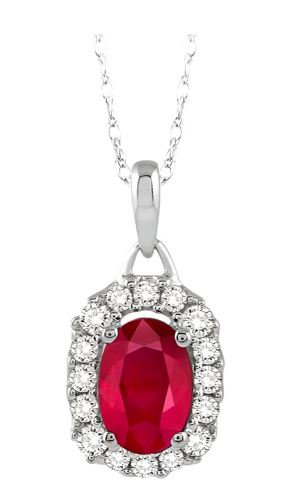 Parkplace Jewelers Oval Shape Gemstone & Halo Diamond Pendant 58488PPFNPDRBWG