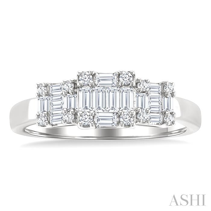 ASHI Princess Shape Past Present & Future Fusion Diamond Engagement Ring 299F3PPFGWG