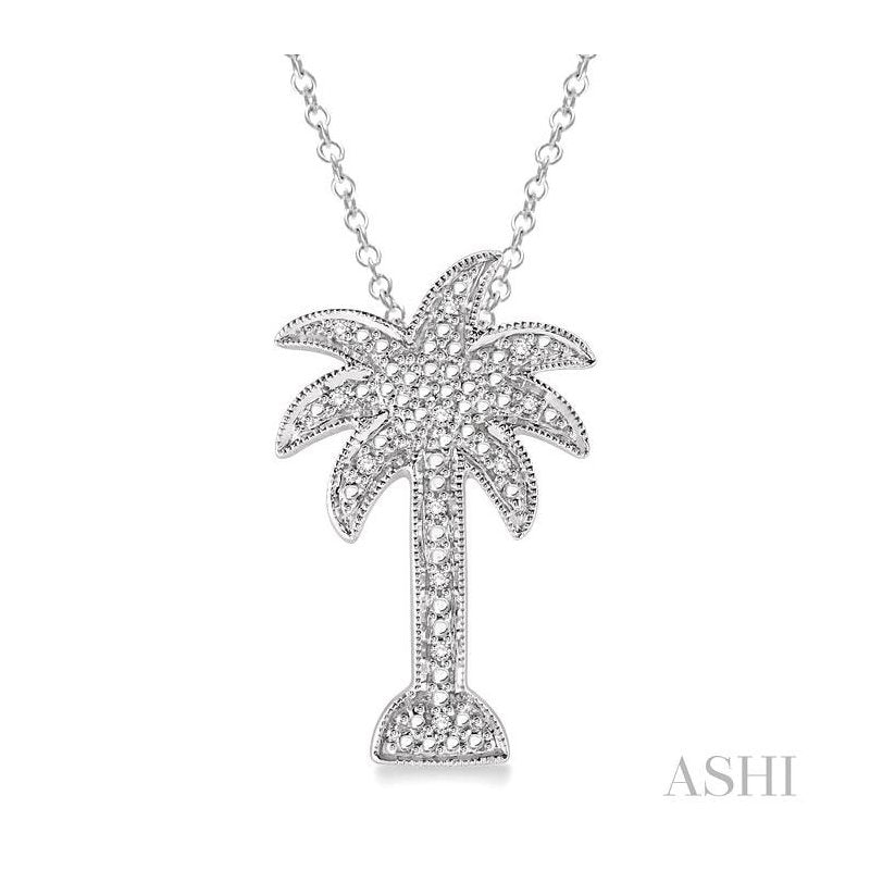 ASHI Silver Palm Tree Diamond Fashion Pendant 87739PPSSSLPD