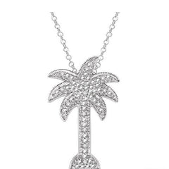 Parkplace Jewelers Silver Palm Tree Diamond Fashion Pendant 87739PPSSSLPD