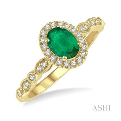 ASHI Oval Shape Gemstone & Halo Diamond Ring 42698PPTSEMYG