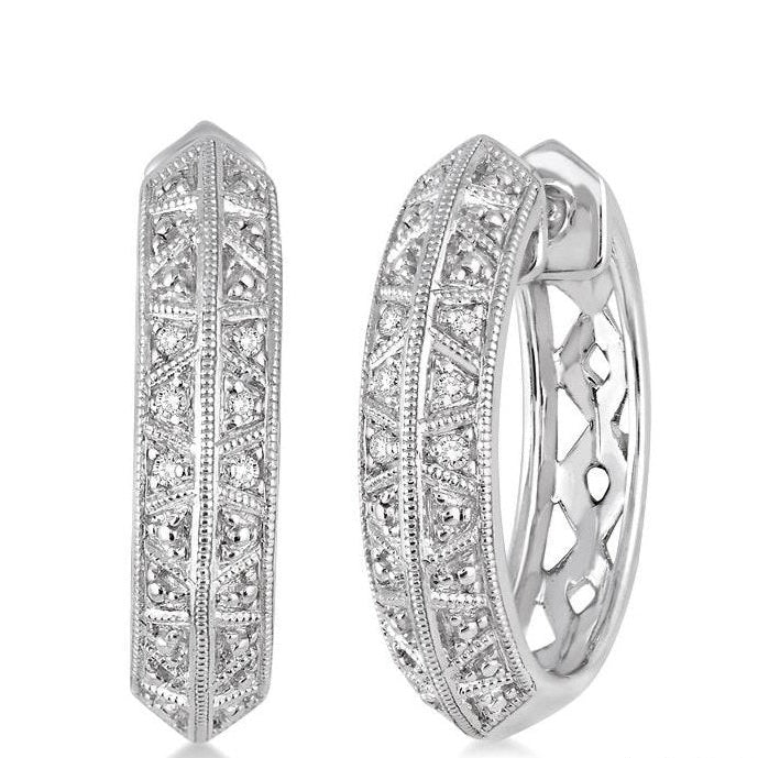 Parkplace Jewelers Silver Diamond Hoop Earrings 87099PPSSSLER