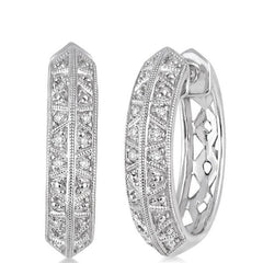 Parkplace Jewelers Silver Diamond Hoop Earrings 87099PPSSSLER