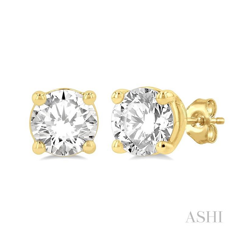 ASHI Round Shape Diamond Stud Earrings 66300PPFGERYG-1.50