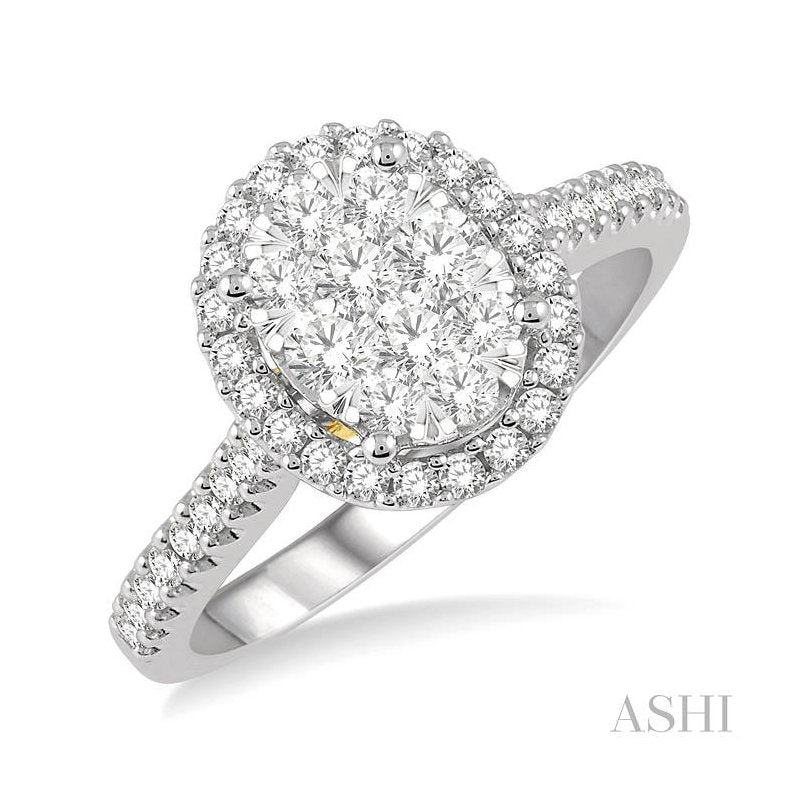 ASHI Oval Shape Halo Lovebright Essential Diamond Engagement Ring 125F2PPFVWY