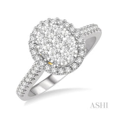 ASHI Oval Shape Halo Lovebright Essential Diamond Engagement Ring 125F2PPFVWY