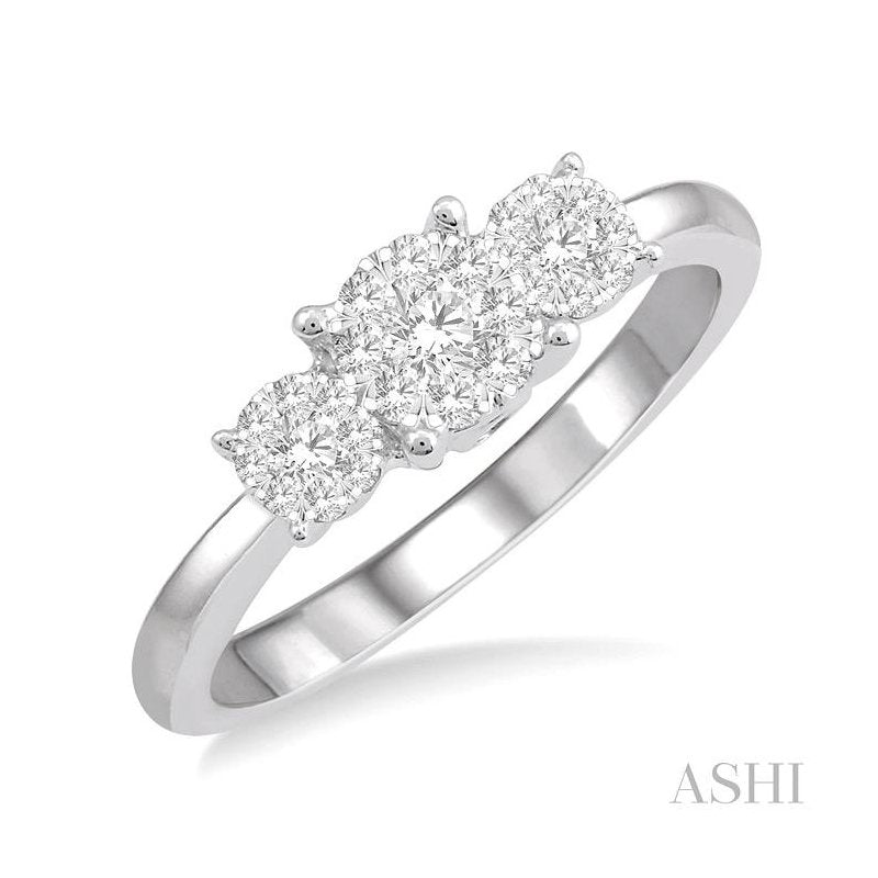 ASHI Round Shape Past Present & Future Lovebright Essential Diamond Engagement Ring 36925PPFVWG