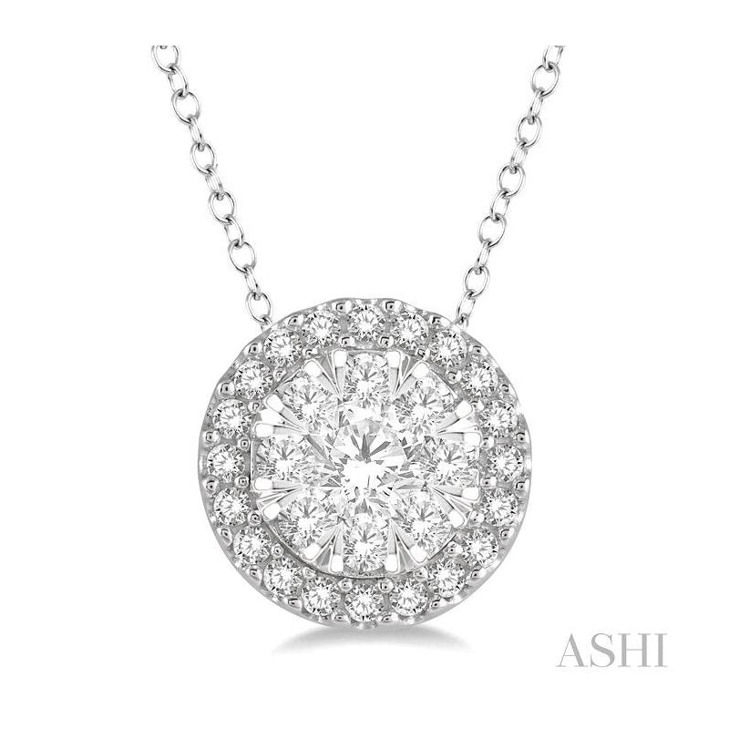 ASHI Round Shape Halo Lovebright Essential Diamond Pendant 915A5PPFVPDWG