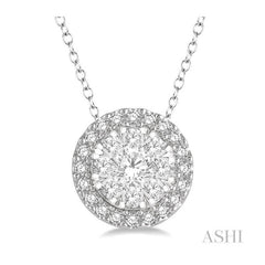 ASHI Round Shape Halo Lovebright Essential Diamond Pendant 915A5PPFVPDWG