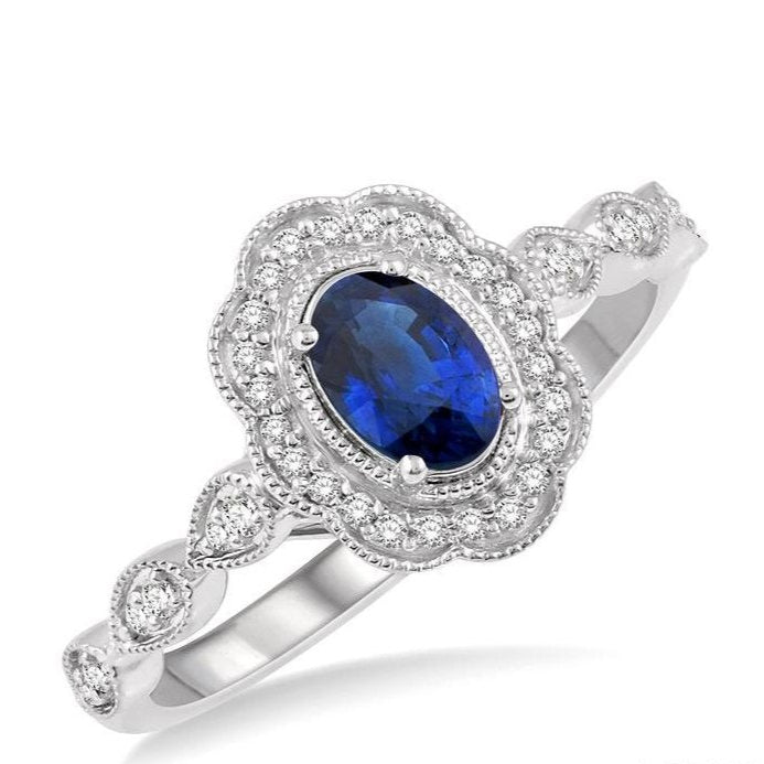 Parkplace Jewelers Oval Shape Gemstone & Halo Diamond Ring 40928PPTSSPWG