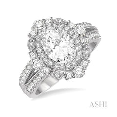 ASHI Oval Shape Semi-Mount Halo Diamond Engagement Ring 208H2PPFVWG-SM