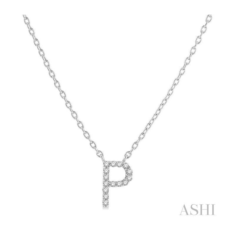 ASHI Block 'P' Initial Diamond Pendant 912F9PPTSPDWG-P