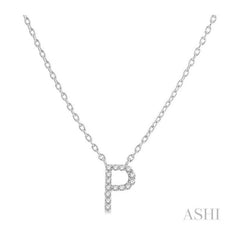 ASHI Block 'P' Initial Diamond Pendant 912F9PPTSPDWG-P