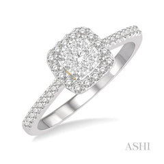 ASHI Cushion Shape Halo Lovebright Essential Diamond Engagement Ring 123F5PPFVWY