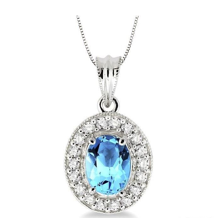 Parkplace Jewelers Oval Shape Gemstone & Halo Diamond Pendant 58215PPFNPDBTWG