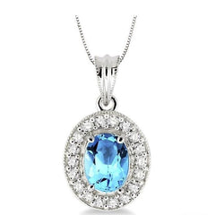 Parkplace Jewelers Oval Shape Gemstone & Halo Diamond Pendant 58215PPFNPDBTWG