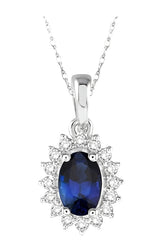 Parkplace Jewelers Oval Shape Gemstone & Halo Diamond Pendant 58568PPTXPDSPWG