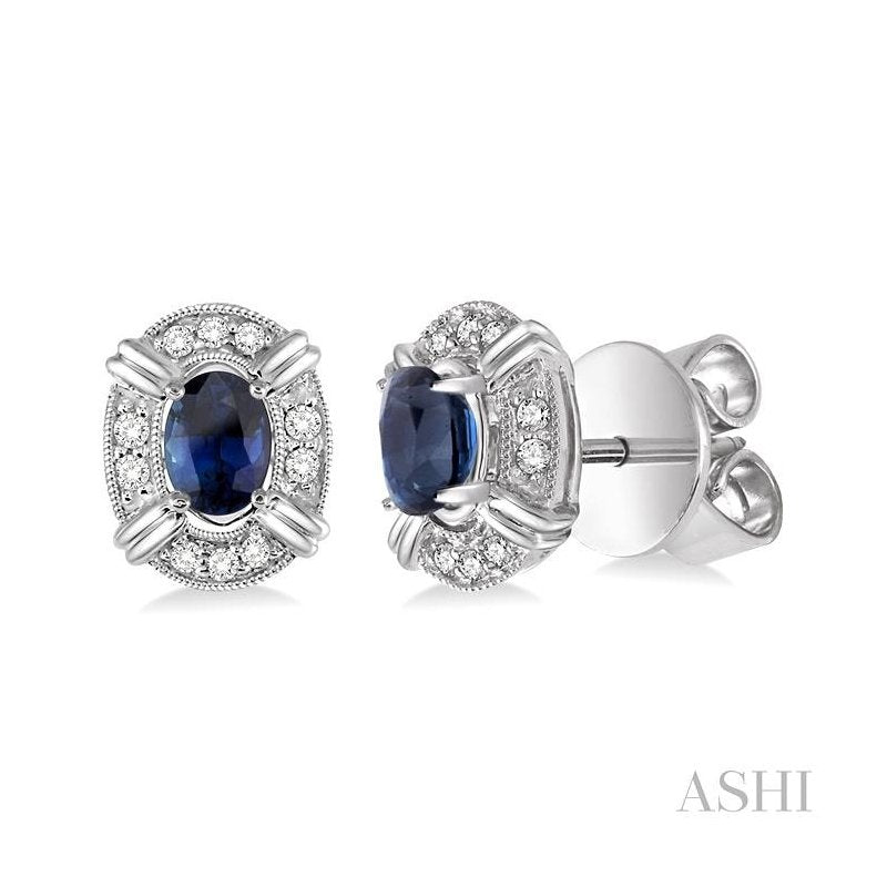 ASHI Oval Shape Gemstone & Halo Diamond Earrings 58438PPTSERSPWG