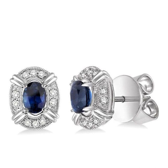 Parkplace Jewelers Oval Shape Gemstone & Halo Diamond Earrings 58438PPTSERSPWG