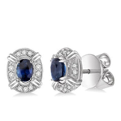 Parkplace Jewelers Oval Shape Gemstone & Halo Diamond Earrings 58438PPTSERSPWG