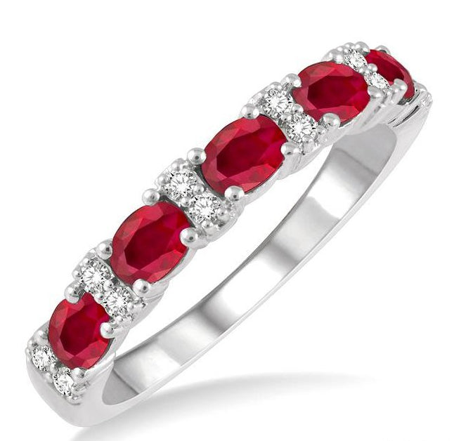 Parkplace Jewelers Oval Shape East-West Gemstone & Diamond Wedding Band 46528PPFGRBWG