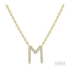 ASHI Block 'M' Initial Diamond Pendant 912F9PPTSPDYG-M