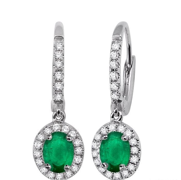 Parkplace Jewelers Oval Shape Gemstone & Halo Diamond Earrings 57186PPFHEMERWG